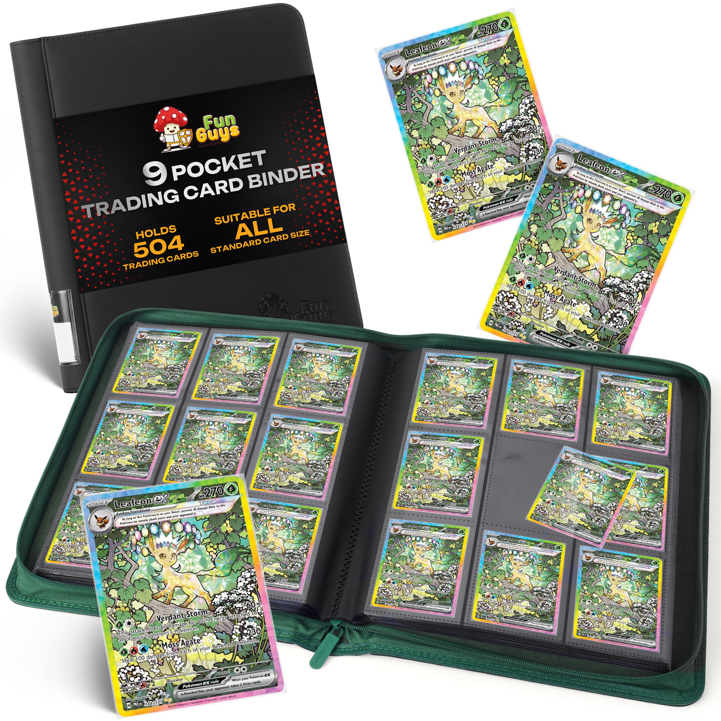 FunGuys Trading Card Binder, 9 Pocket, 504 Side Loading Sports